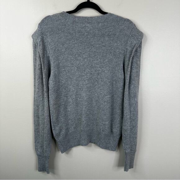 FRAME Cashmere Kennedy Sweater Womens Large Gris Heather Gray Flutter Sleeve - Picture 3 of 7